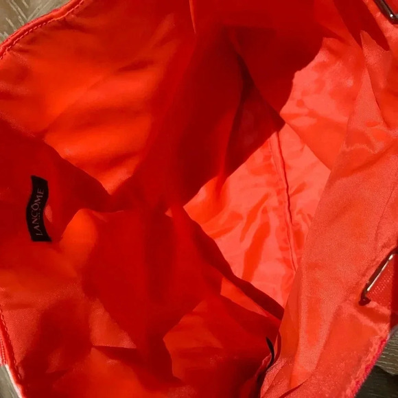 Lancome (Paris) Large Tote Bag Coral Blue Flower Floral Beach Boho Coastal - Picture 6 of 6